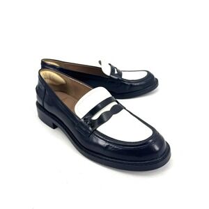 Sam Edelman Loraine Two Tone Black White Leather Penny Loafers Shoes Womens 9